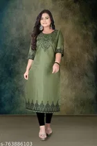 Embroidered Rayon A-line Kurti for Women, Pack of 2 