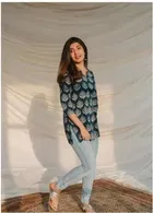 Cotton Block Print Short Kurti for Women 