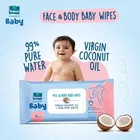 Parachute Advansed Baby Face & Body Baby Wipes With Virgin Coconut Oil + 99% Pure Water, 72 Pulls, 