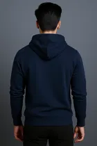 Fleece Printed Hoodie for Men, Blue 