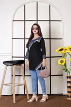 Viscose Rayon Colorblocked Short Kurti for Women 