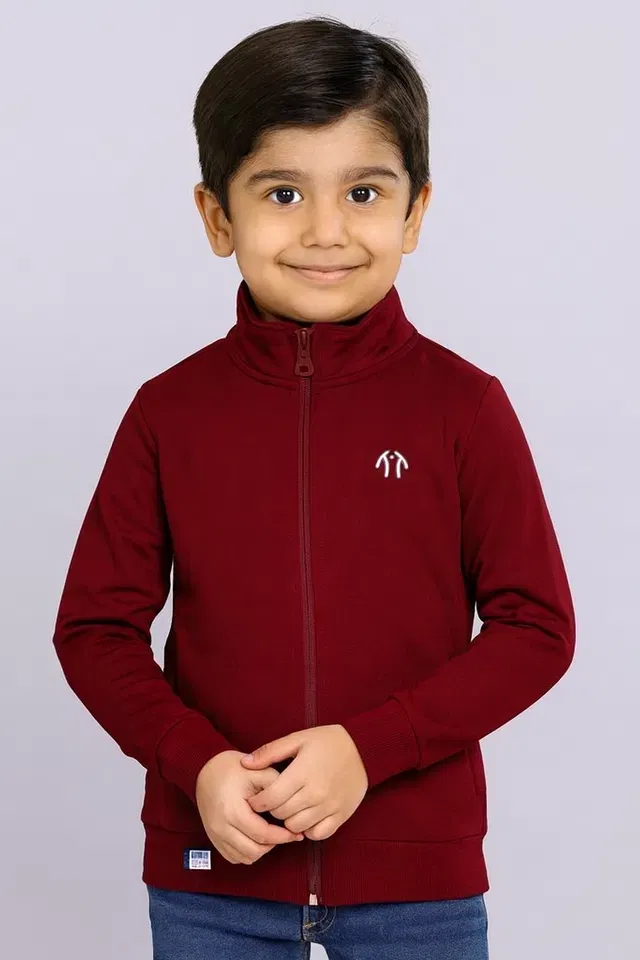 Rexine Full Sleeves Jacket for Boys, Maroon (6-8 Years)