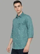 Full Sleeves Printed Shirt for Men (Green, M)