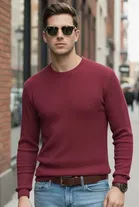 Polyester Solid T-Shirt for Men, Maroon 