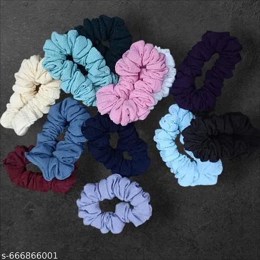 Scrunchies for Women (Multicolor, Pack of 12)