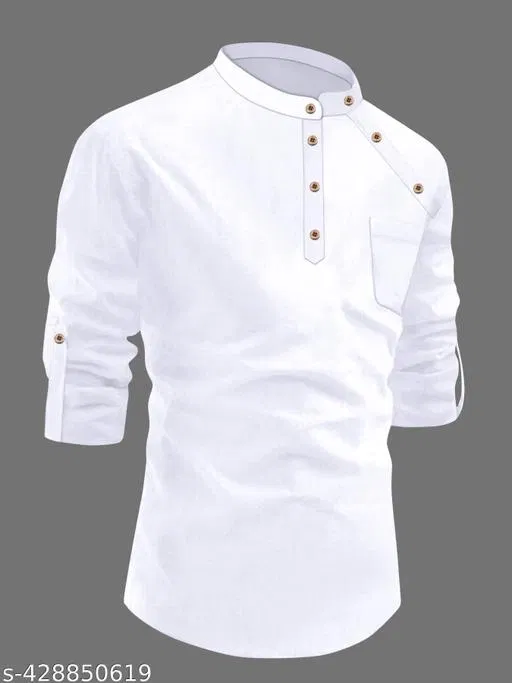 Solid Cotton Kurta Set for Boys (White, 4-5 Years)