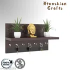 Wooden Double Layer Wall Shelves For Home, Brown