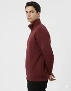 Fleece Solid Sweatshirt for Men, Maroon 