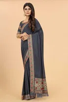 SVB Vichitra Silk Women Jacquard Saree With Un-Stitched Blouse 