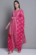 Cotton Blend Floral Kurti with Pant & Dupatta for Women 