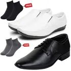 2 Pcs Formal Shoes with 2 Pcs Ankle Length Socks for Men 
