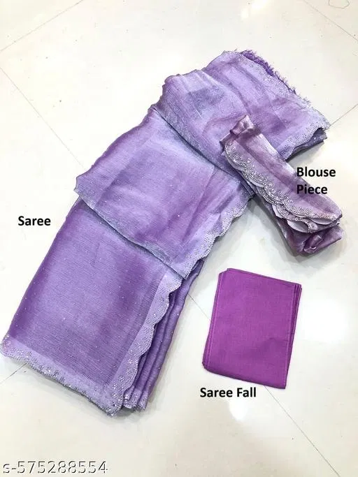 Jimmy Choo Solid Saree For Women, Purple