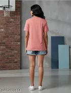 Cotton Blend Printed T-shirt for Women, Pink 