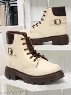 Boots for Women (Cream & Black, 3)