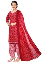 Cotton Blend Printed Kurti with Salwar for Women 