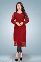 Net Kurti for Women,  Red  