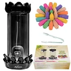 Ceramic Back Flow Incense Holder Shiv Ling Incense Burner with 30 Back Flow Incense Cones