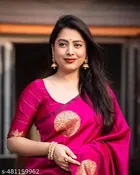 Banarasi Silk Printed Saree for Women, Pink 