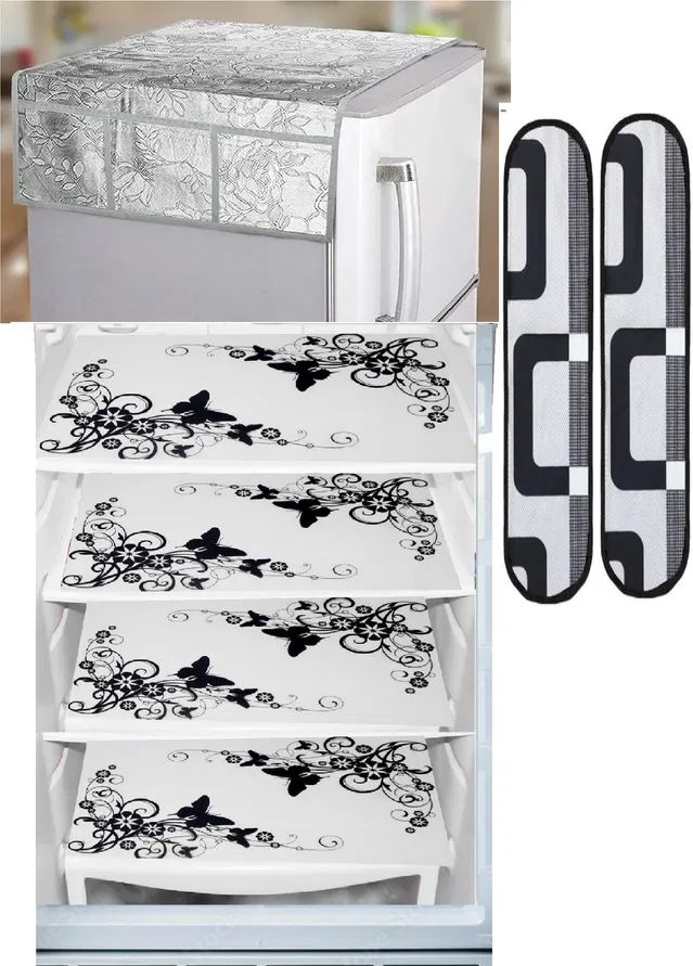 Knit 7 Pcs Fridge Cover Set (Multicolor, Set of 1)