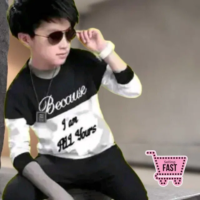 Cotton Blend Printed T-shirt for Boys, Black & White (15-16 Years)