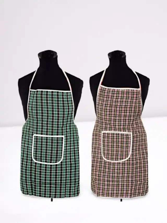 Cotton Kitchen Aprons (Multicolor, Pack of 2)