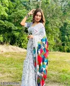 Cotton Linen Printed Saree for Women 
