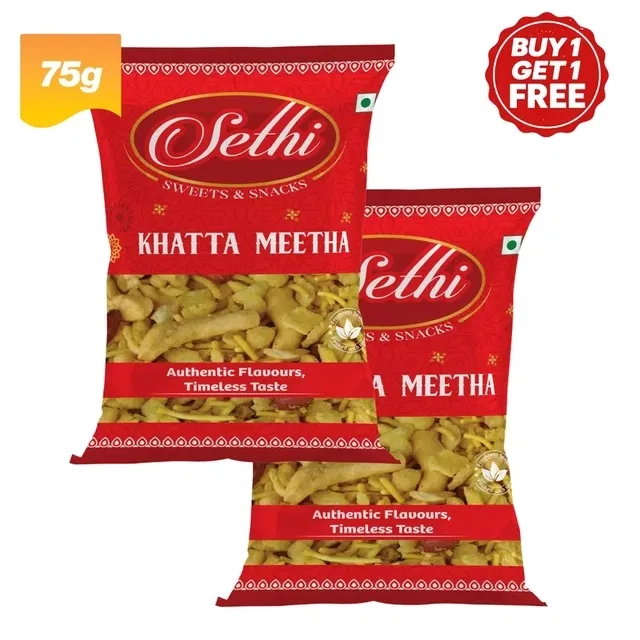सेठी खट्टा मीठा 2X75 g (बय 1 गेट 1 फ्री)
