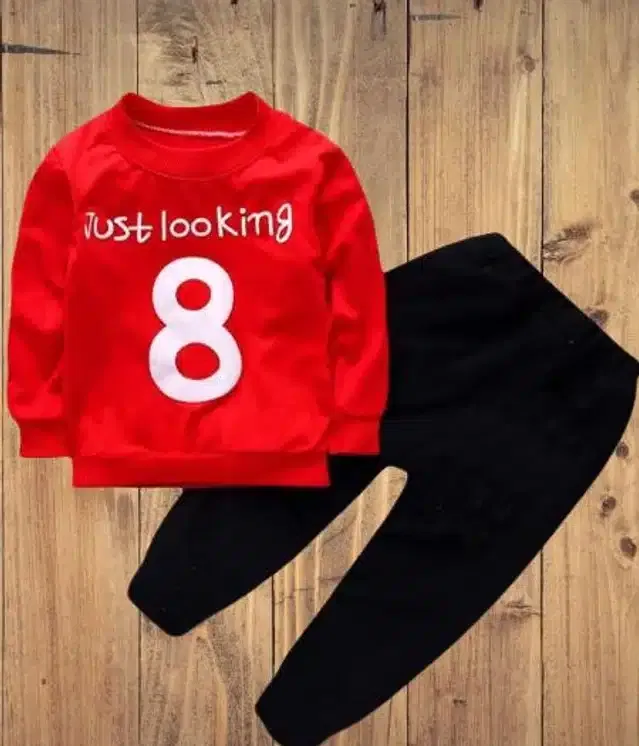 Hosiery Top & Bottom Set for Kids (Red, 18-24 Months)
