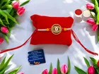 Metal Rakhi with Greeting Card & Roli Chawal 
