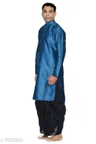 Dupion Silk Solid Kurta with Dhoti for Men 