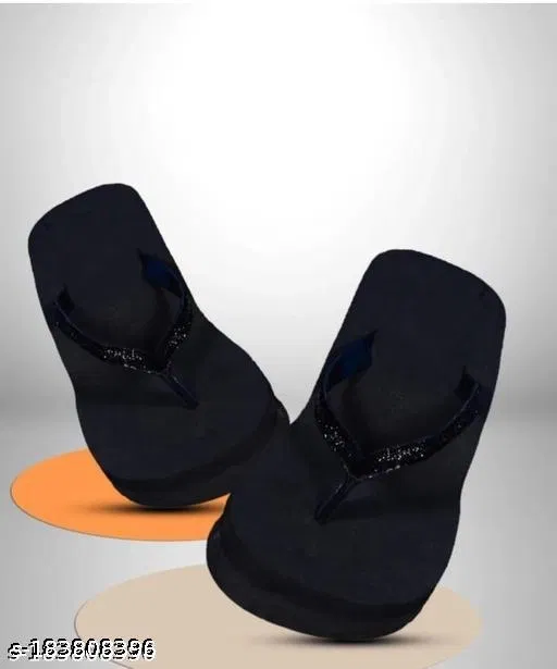 Solid Ethnic - Embellished Thong Flip-flops for Women (Black, IND-6)