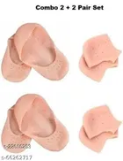 Silicone 2 Pcs Heel Socks with 2 Pcs Full Heel Protector for Unisex 