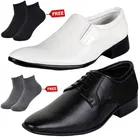 2 Pcs Formal Shoes with 2 Pcs Ankle Length Socks for Men 