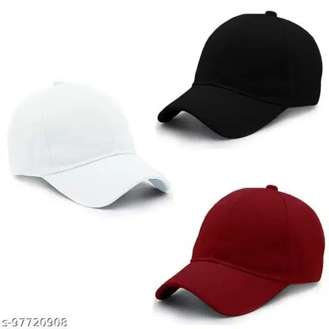 Cotton Caps for Men & Women (Multicolor, Set of 3)