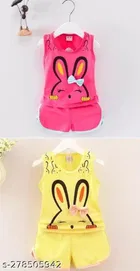 Hosiery Cotton Sleeveless T-Shirt with Pant Clothing Set for Kids 