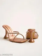 [127] Embellished Square Toe Block Sandals for Women 