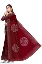 Georgette Solid Saree For Women, Maroon
