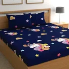 Cotton Double Printed Fitted180 TC Bedsheet (Pack of 1, Blue Unicorn)