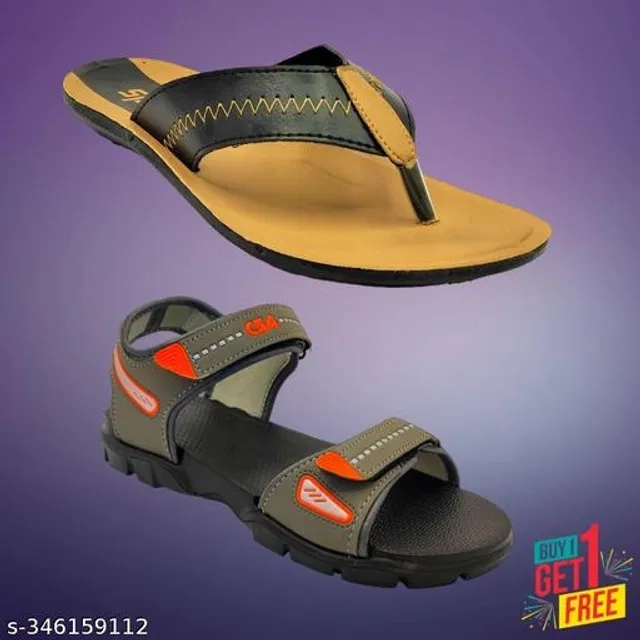 Sandal with Flipflop for Men (Multicolor, 9) (Pack of 2)