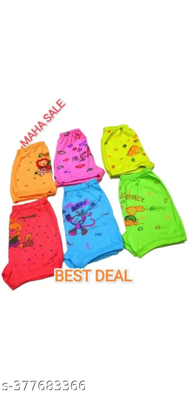 Cotton Innerwear Shorts for Kids (Multicolor, 0-3 Months) (Pack of 6)