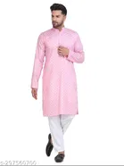 Cotton Blend Checked Kurta with Pyjama for Men 