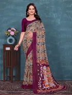 Georgette Printed Saree for Women, Multicolor, Pack of 2 