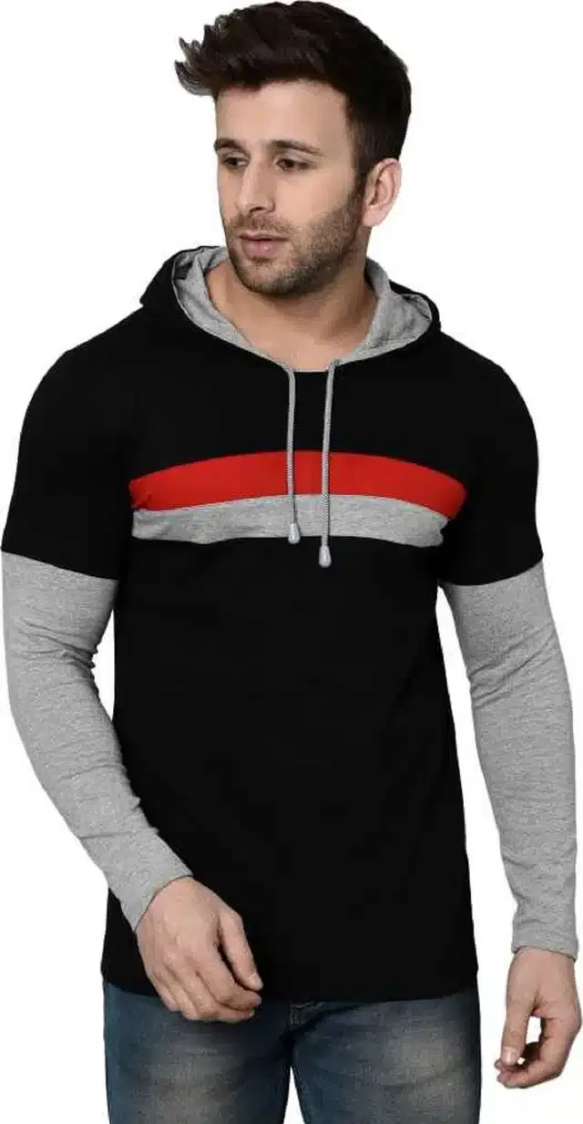 Full Sleeve Hooded T-Shirt for Men (Multicolor, M)