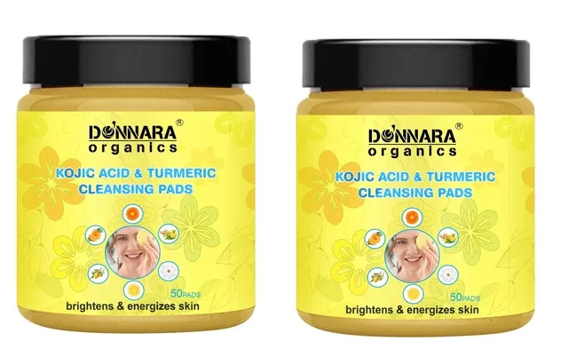 Donnara Organics Turmeric & Kojic Acid 50 Pcs Cleansing Pads (Pack of 2)
