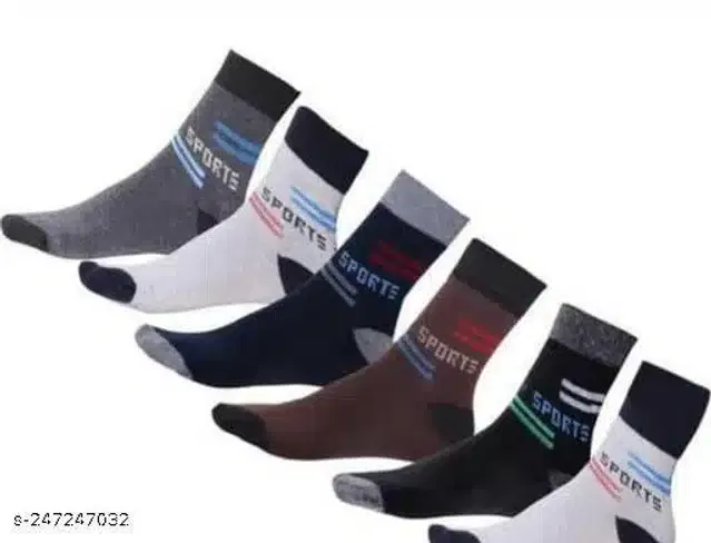 Cotton Blend Socks for Unisex (Multicolor, Pack of 6)