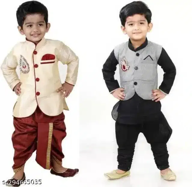 Sherwani Set for Boys (Multicolor, 5-6 Years) (Pack of 2)