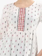 Rayon Ethnic Motif Neck Embroidered Short Kurti For Womens 