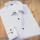 Cotton Printed Shirt for Men, White 