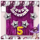 5th Happy Birthday Balloon Decoration Kit, Magenta, Set of 1