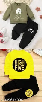 Hosiery Cotton Full Sleeves T-Shirt with Pant Clothing Set for Kids 